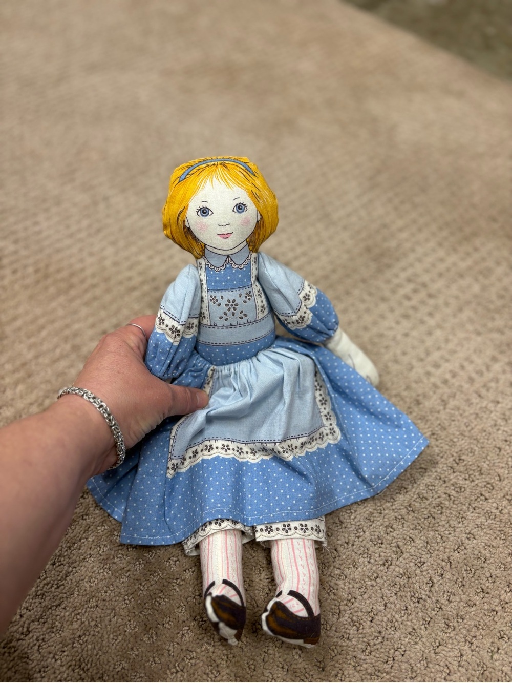 Vintage Alice In Wonderland Cloth Rag Doll 1980s